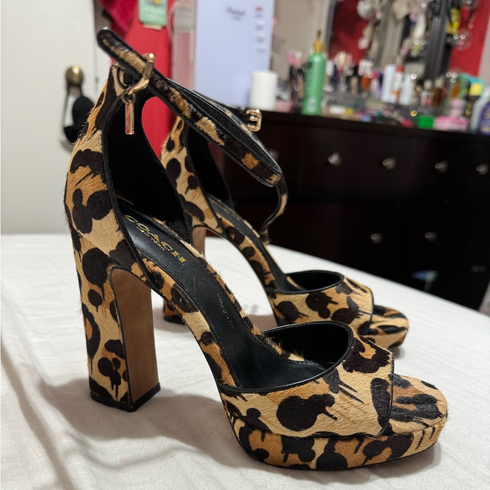 Coach Leopard Heels Size 6